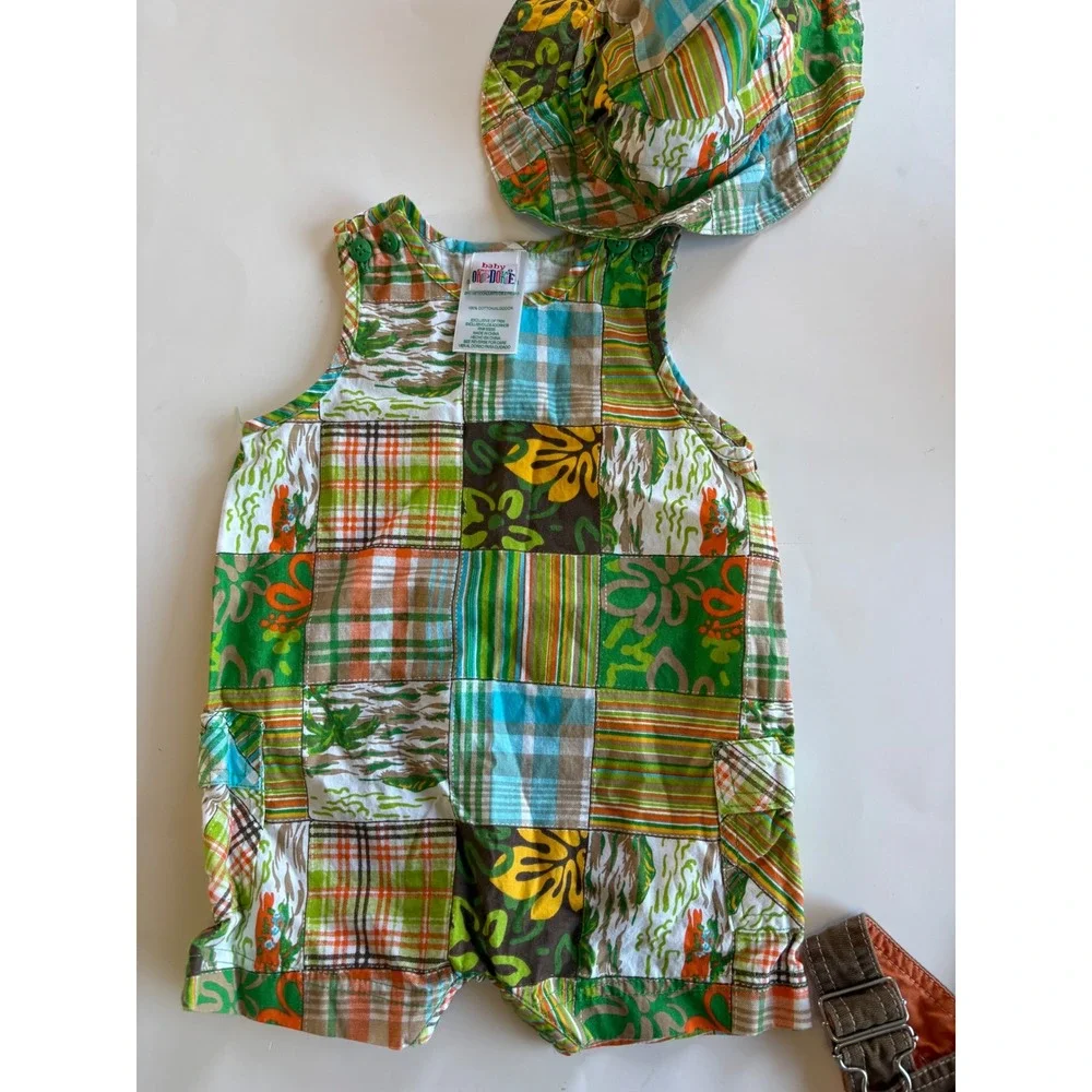 Baby Boy Bundle Carters Okie Dokie Rompers Overalls Sun Hat 3-6 Months 4pc Y2K